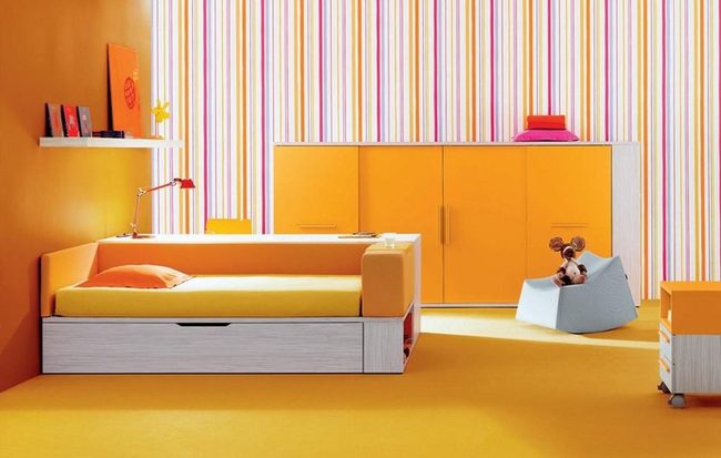 Orange Striped Bedroom Retreat