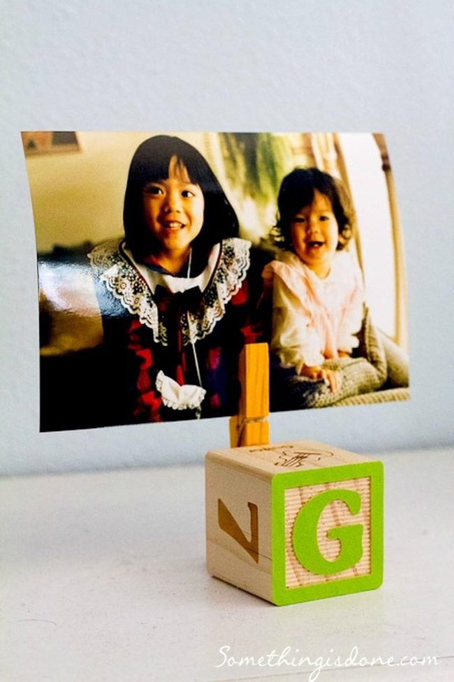 Vintage Photograph With Green Letter Block