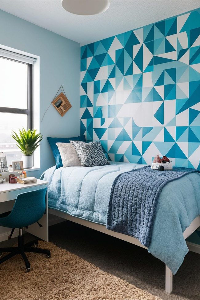 Blue Fabric Dorm Space