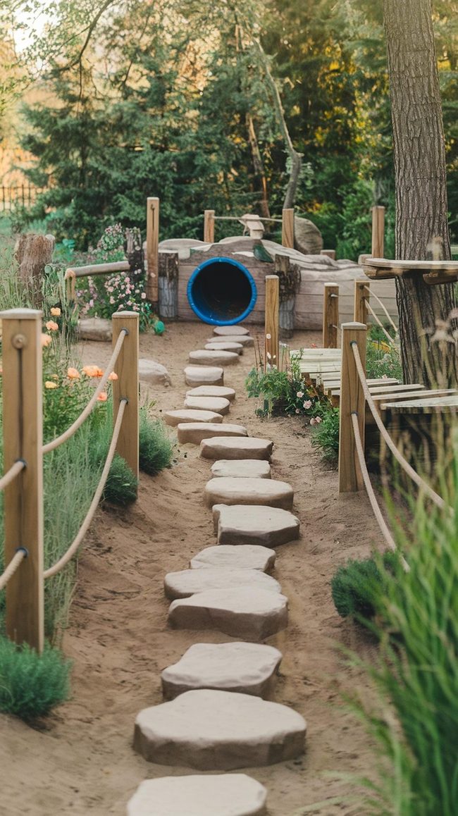 Backyard Exploration Trail with Authentic Elements