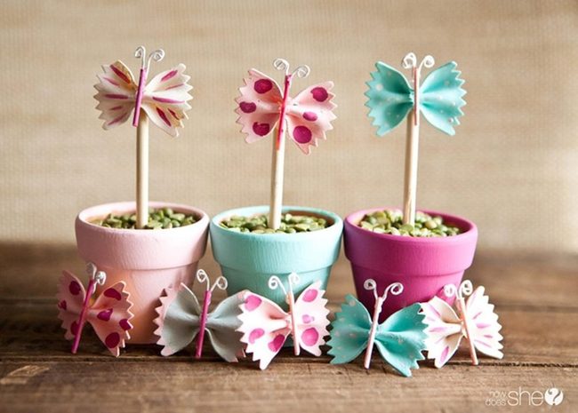 Pasta Butterflies Pink Pots