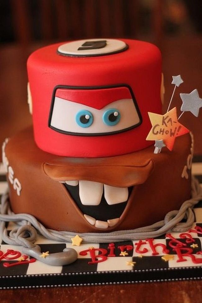 Red Race Car Cake Face