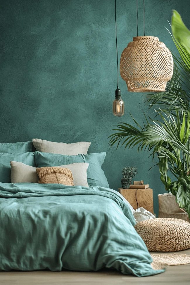 Teal Boho Sleep Space With Woven Accents