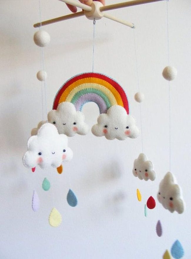 Rainbow Cloud Mobile For Nursery