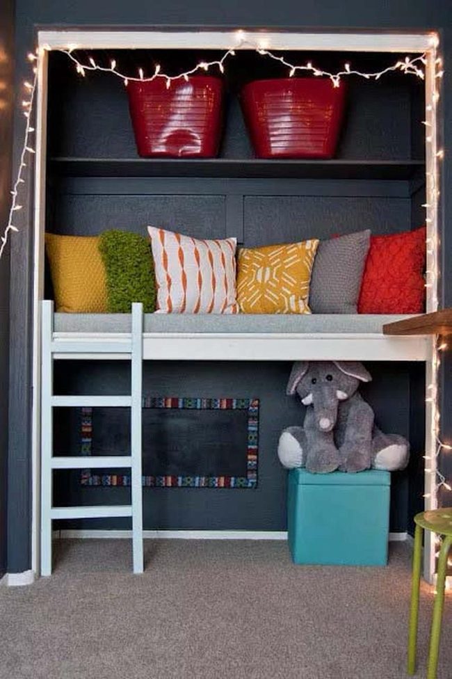 Closet Playroom with Storage Bins