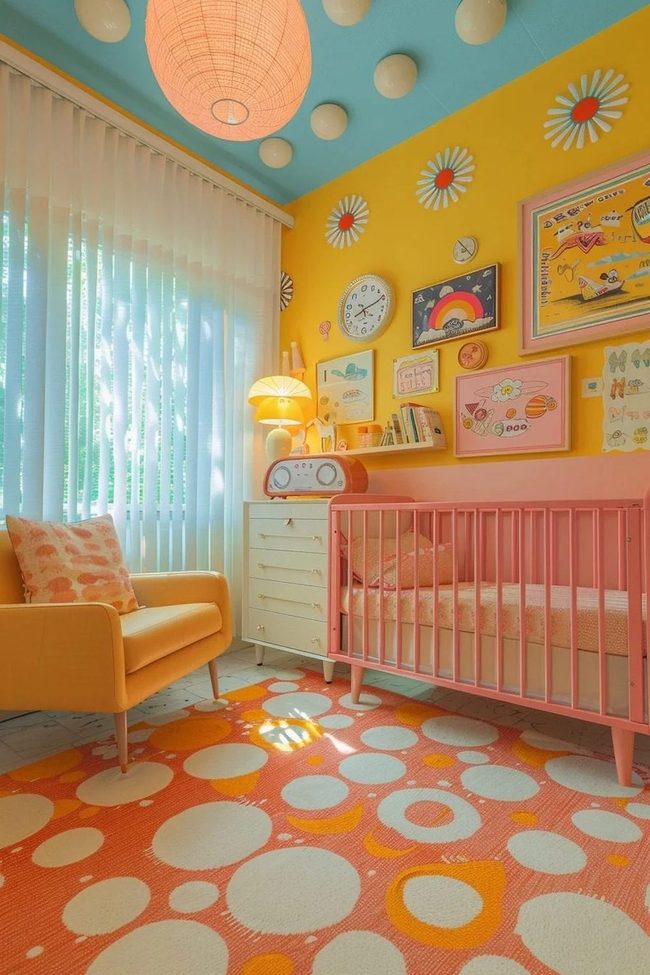Yellow Walls Blue Ceiling Nursery