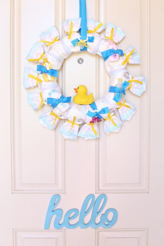 Yellow Ducky Diaper Wreath