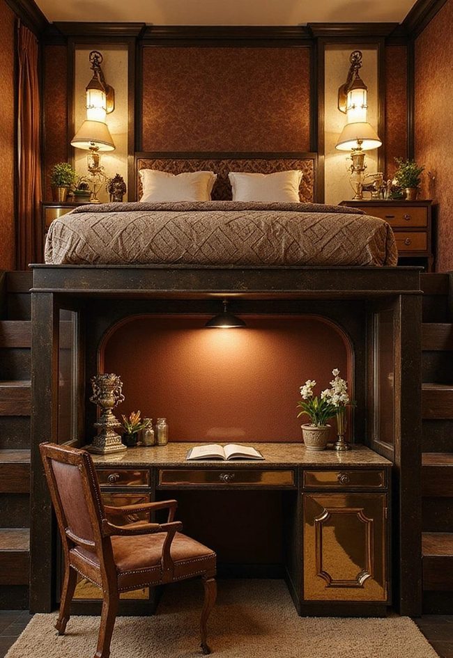 Emerald Green And Gold Art Deco Loft