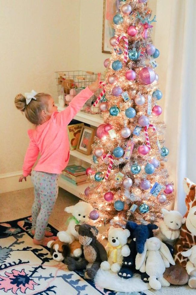 Little Girl'S Pink Tree Moment
