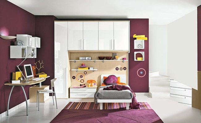Purple Circles Bedroom For Kids