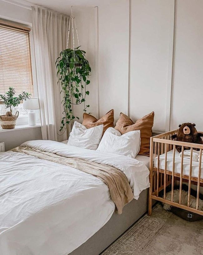 Wooden Crib In Neutral Tones