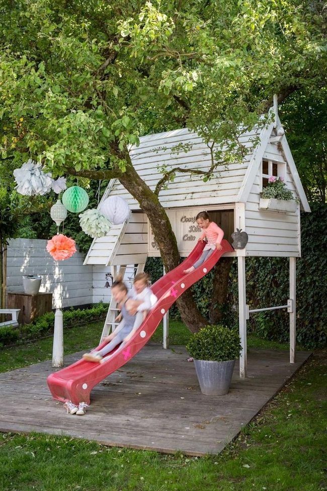 Red Polka Slide Garden Playhouse