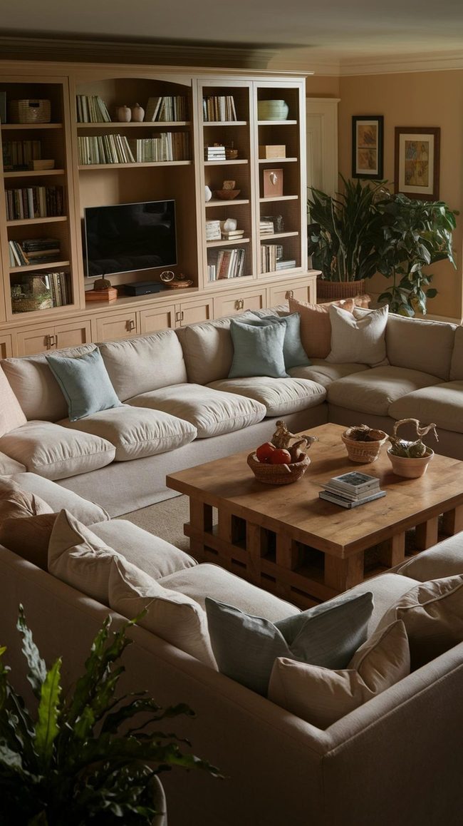Linen Sectional Anchoring Family Rooms