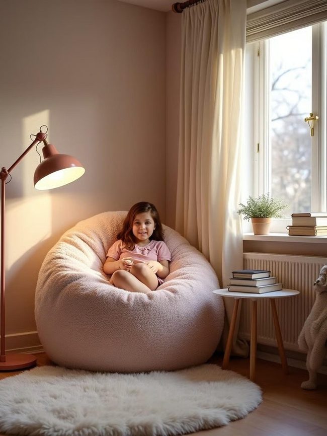 Corner Armchair With Layered Blankets