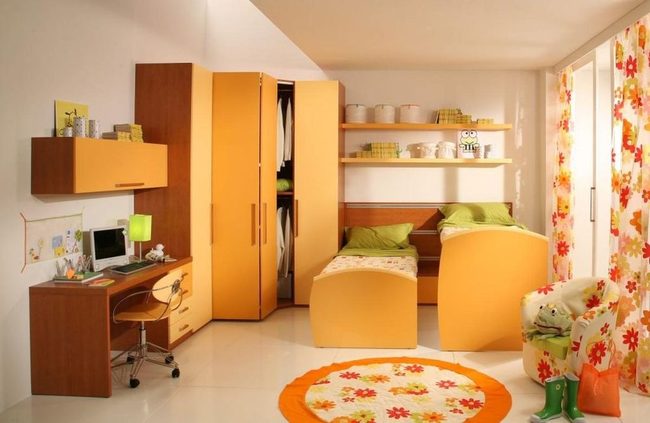 Sunny Yellow Bedroom With Green Accents