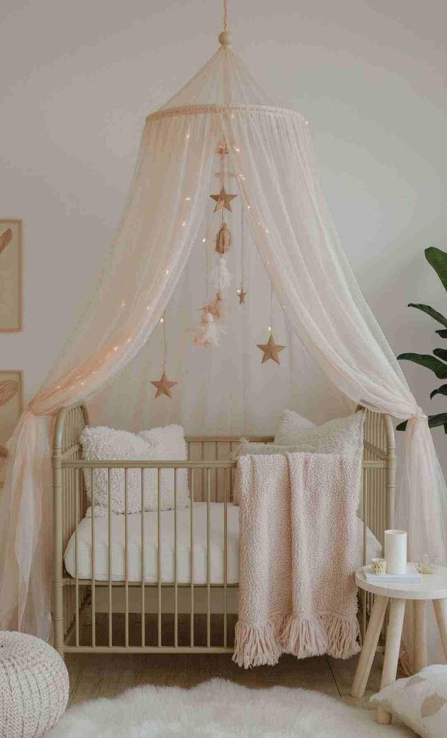 Canopy Crib Diffused Fabric Frame