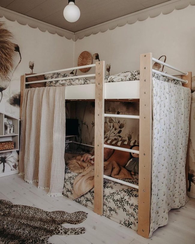 Natural Wood Bunk Beds, Floral Magic