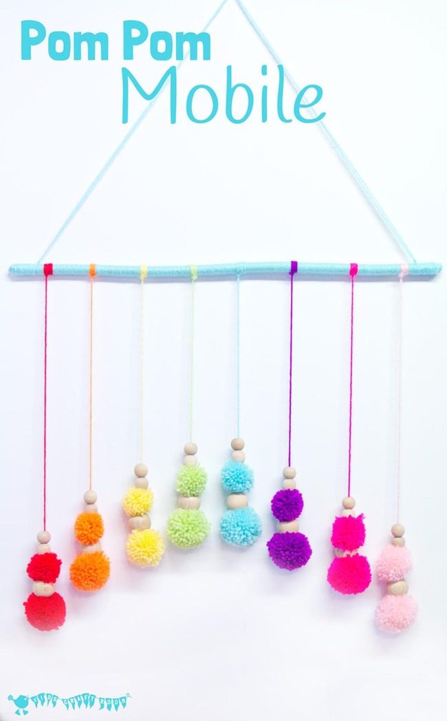 Rainbow Pom Pom Mobile