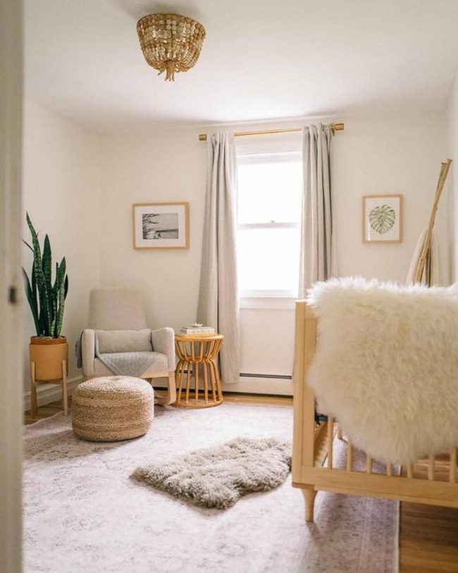 Cream Curtains, Wooden Crib Sanctuary