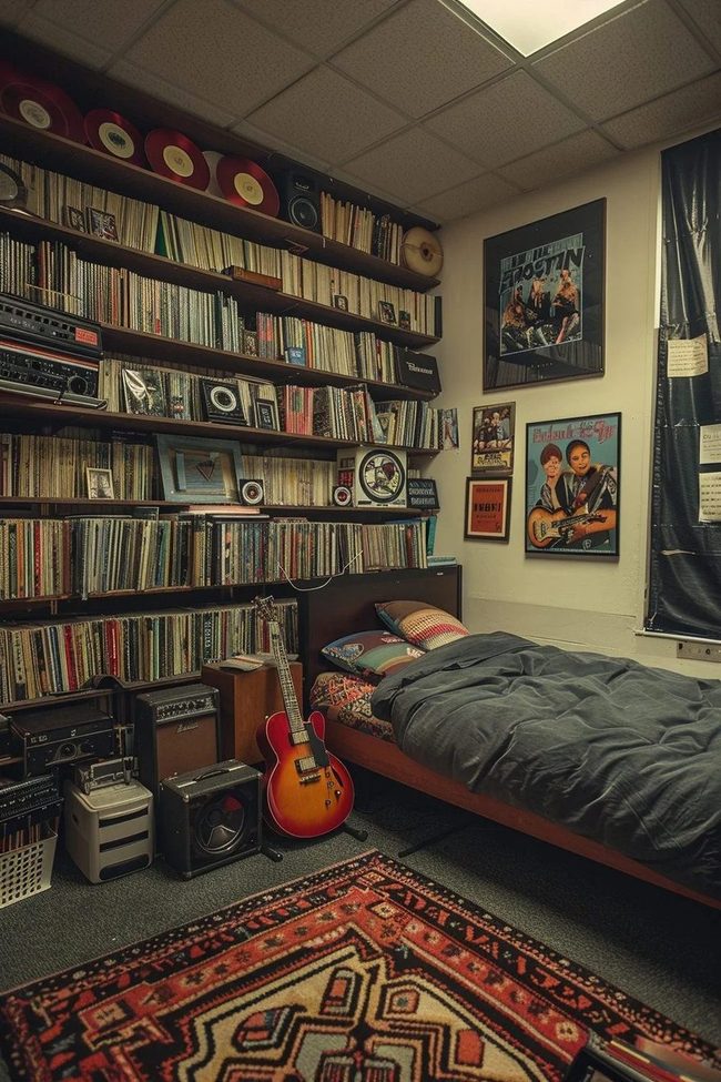 Vinyl Records, Amber Light, Pattern Rug