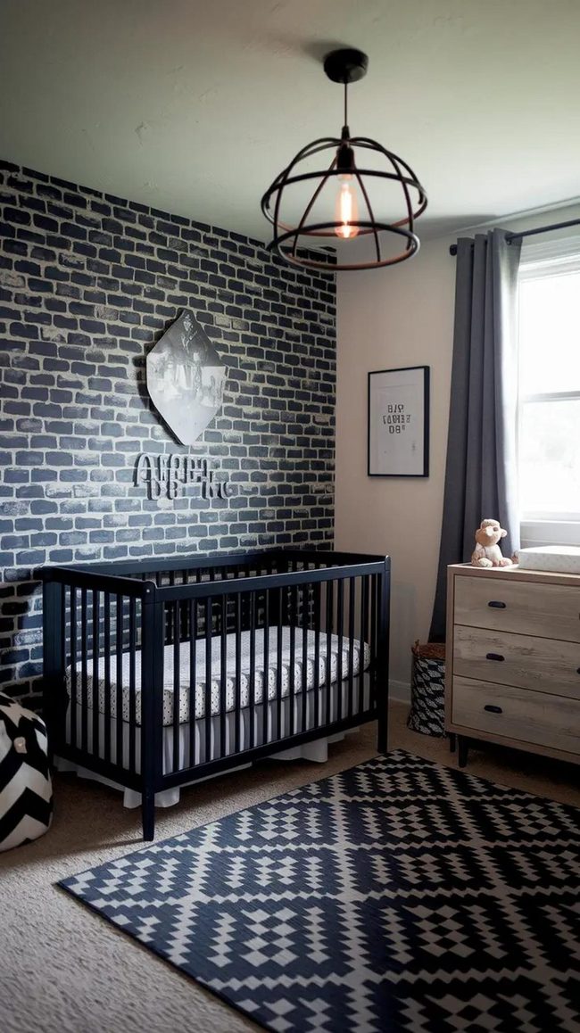 Gray Brick Walls With Black Metal Accents