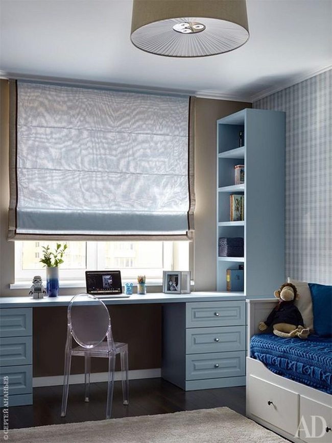 Blue Bedroom, Light-Filled Workspace