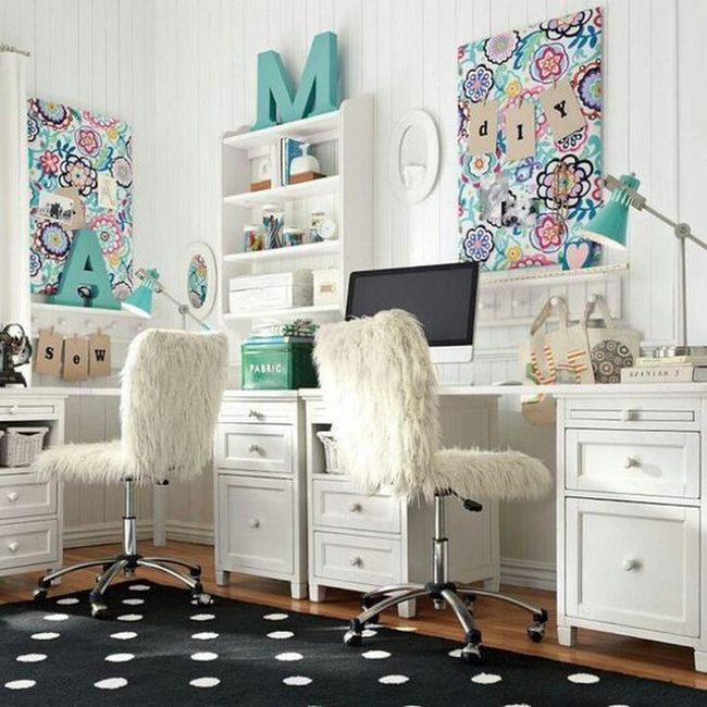 Polka Dot Workspace With Turquoise Accents