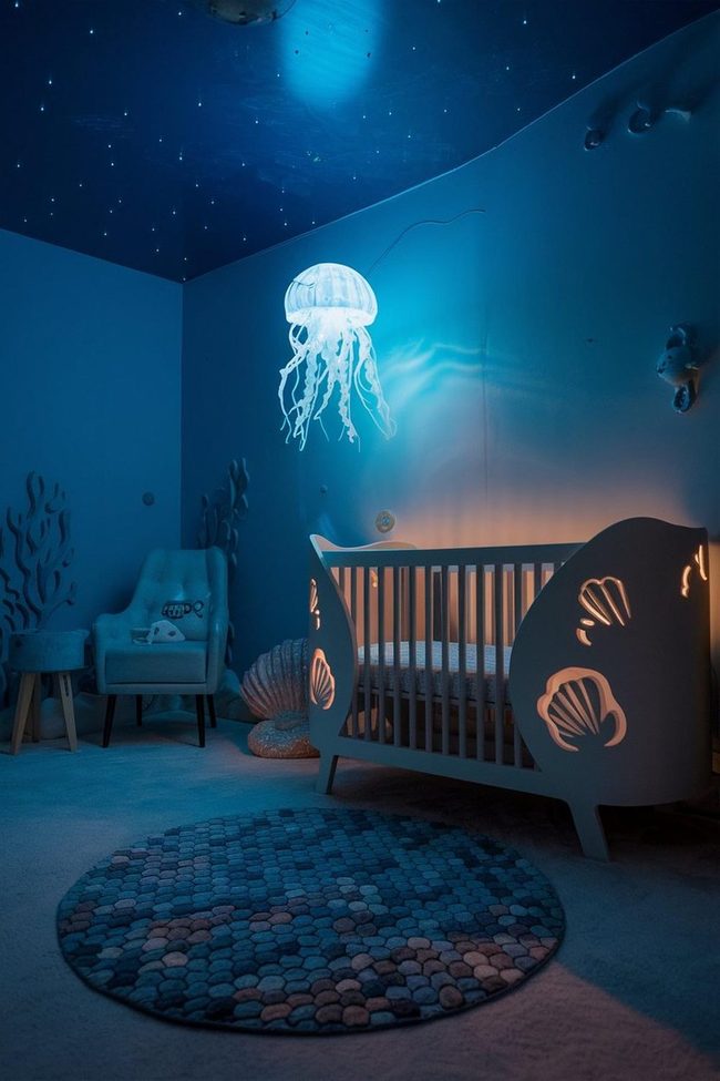Jellyfish Lamp Dark Blue Nursery