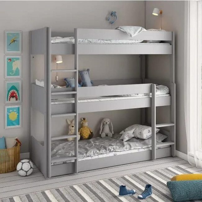 Gray Modern Bunk Bed Storage