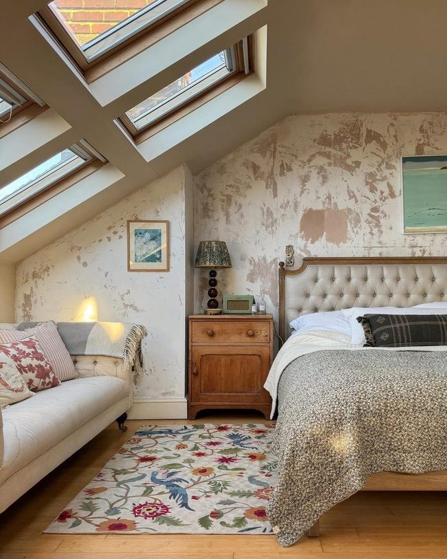 Sloped Ceiling Vintage Bedroom