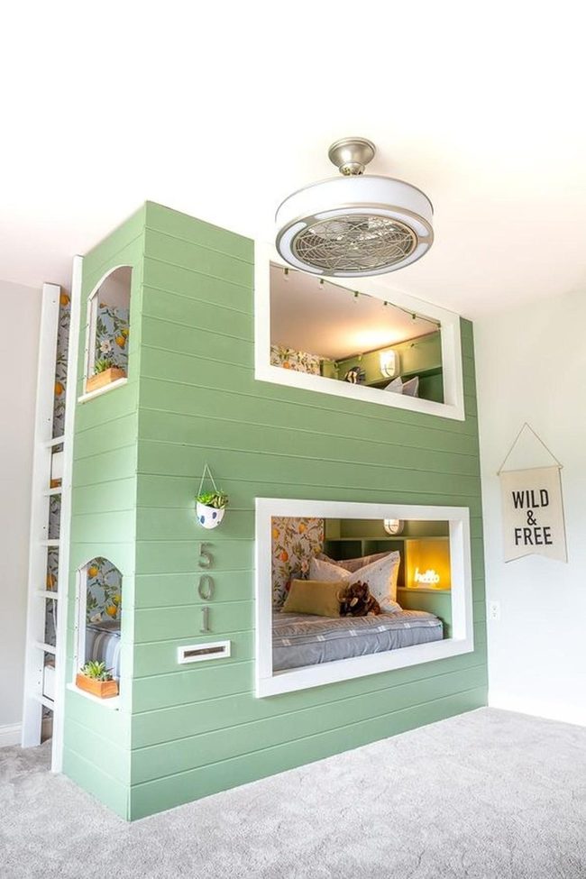 Bright Green Bunk Bed Bliss