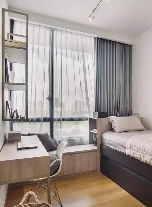 Layered Curtains, Wooden Warmth