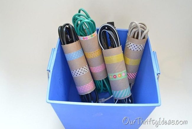 Colorful Washi Tape Cable Organizers