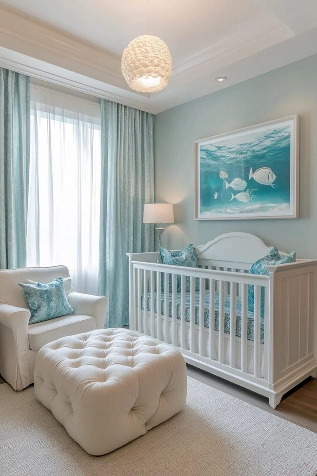 Aqua And White Nursery Serenity