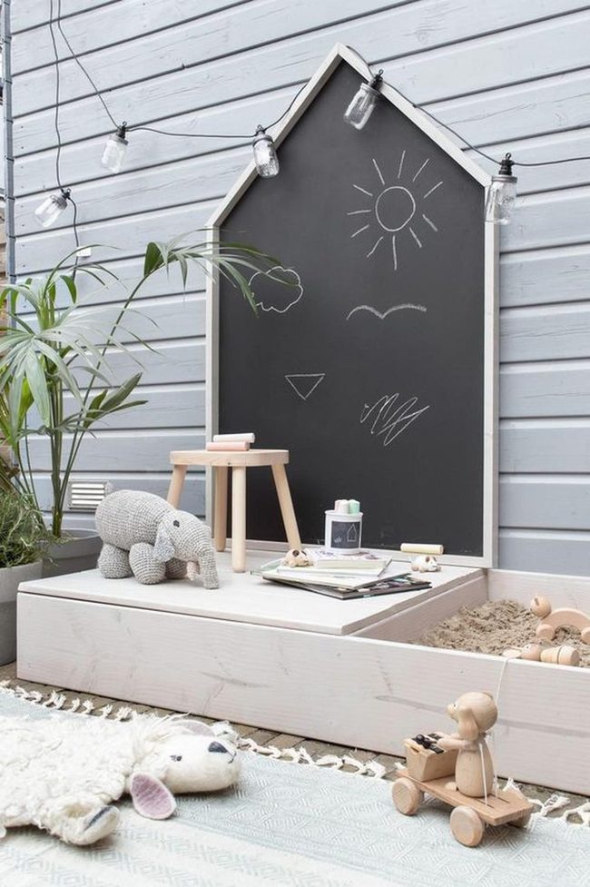 Blackboard House With Chalk Art