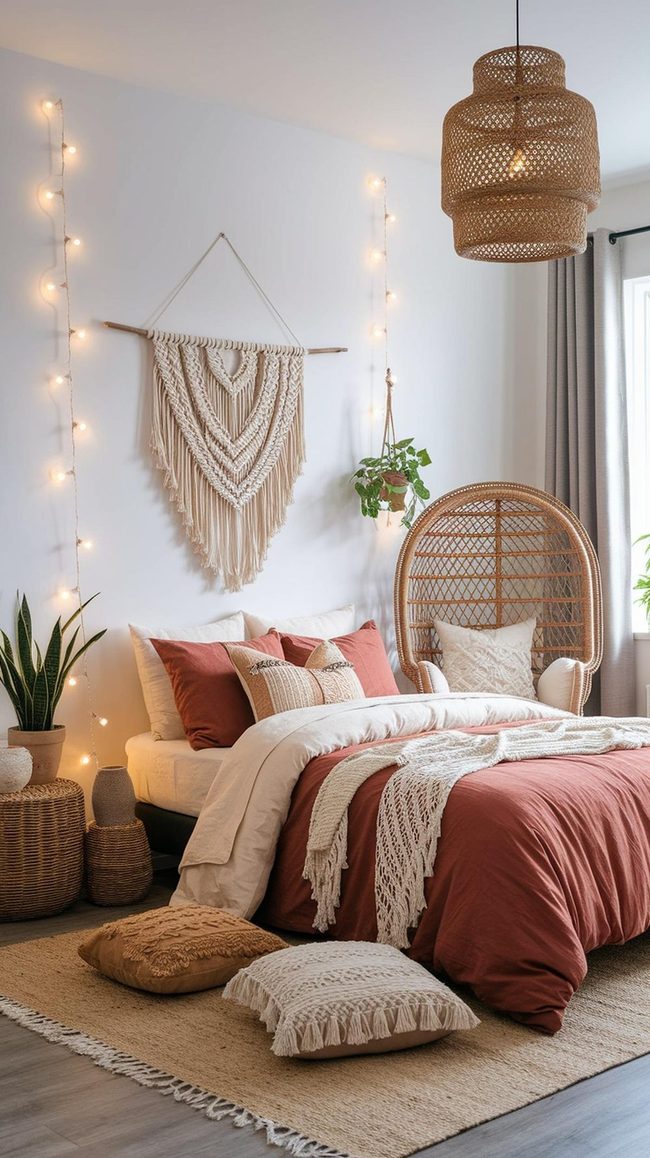 Terracotta And Mustard Boho Teen Bedroom