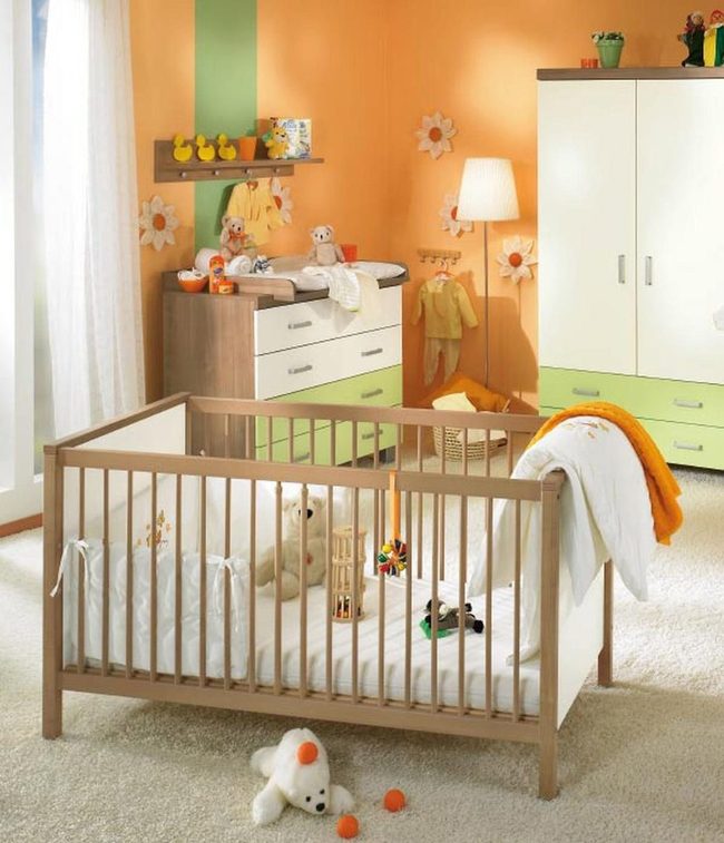 Orange And Green Baby Room