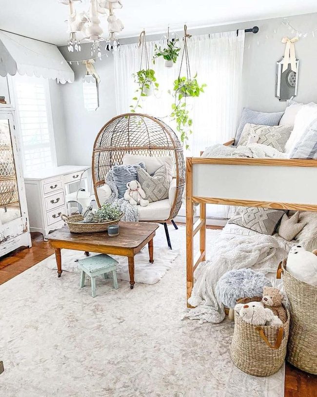 Natural Wood Bunk Bedroom