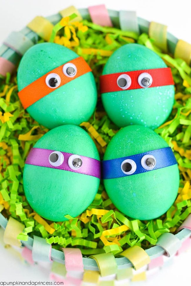 Googly-Eyed Eggs With Rainbow Ribbons