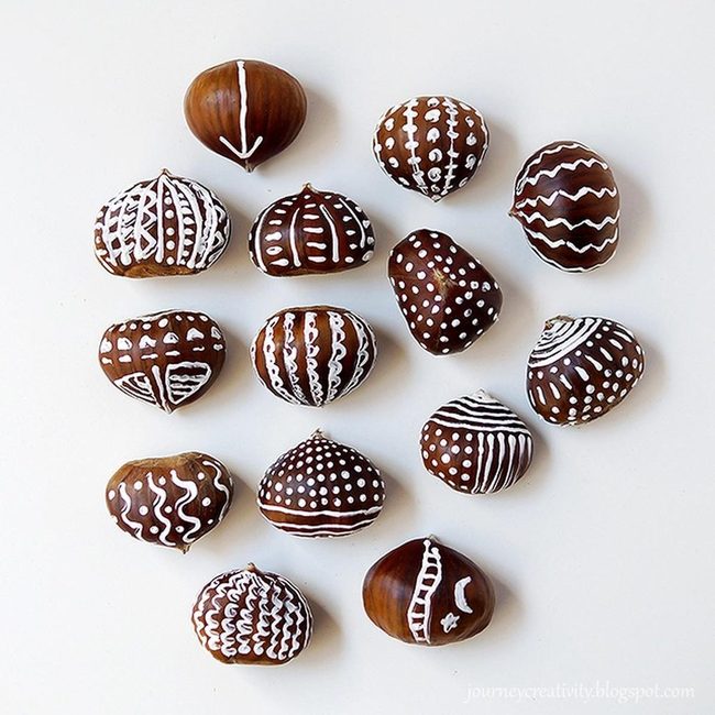 Brown Chestnuts, White Striped Patterns