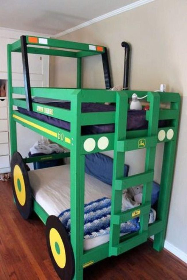 Green Tractor Bunk Bed