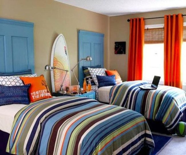 Blue Striped Beds Orange Warmth