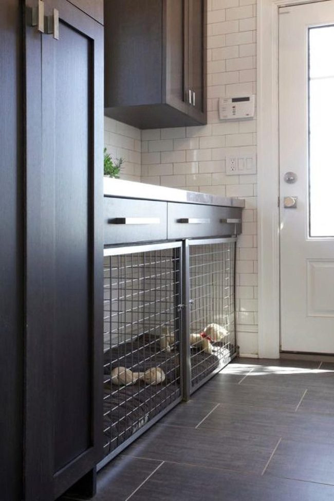 Dark Wood Kitchens With Subway Tiles