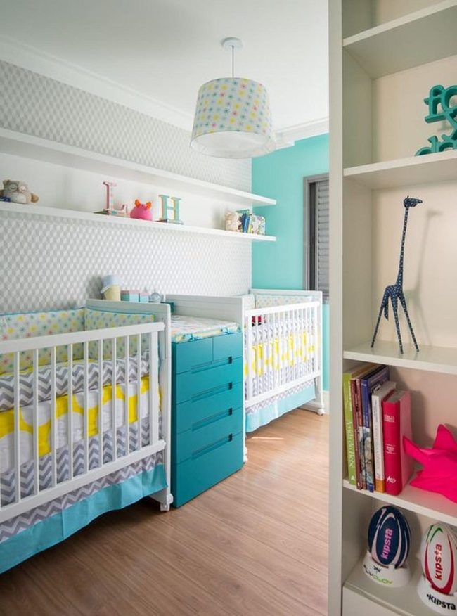 Turquoise Twin Nursery Setup