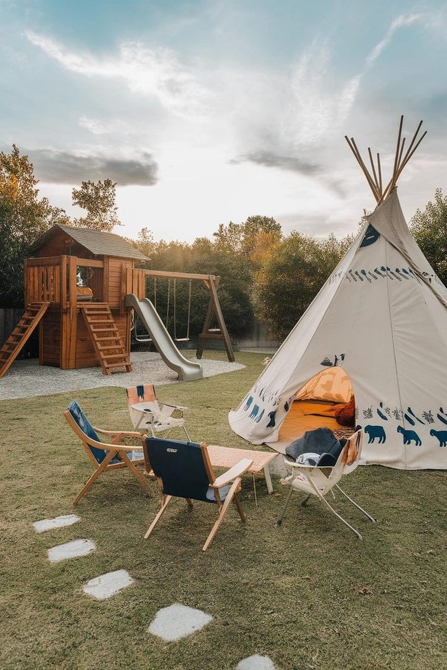 Wooden Teepee With Fairy Lights