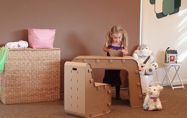 Brown Earthy Playroom With Pink Accents