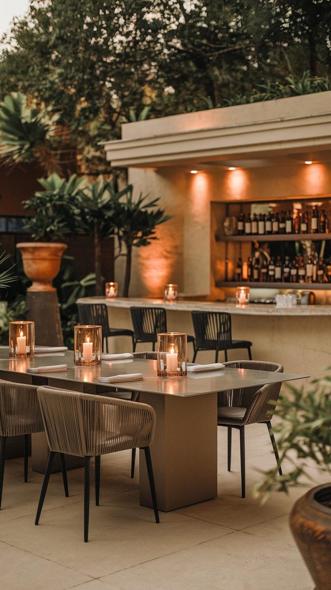 Polished Courtyard Bistro Dining Setup