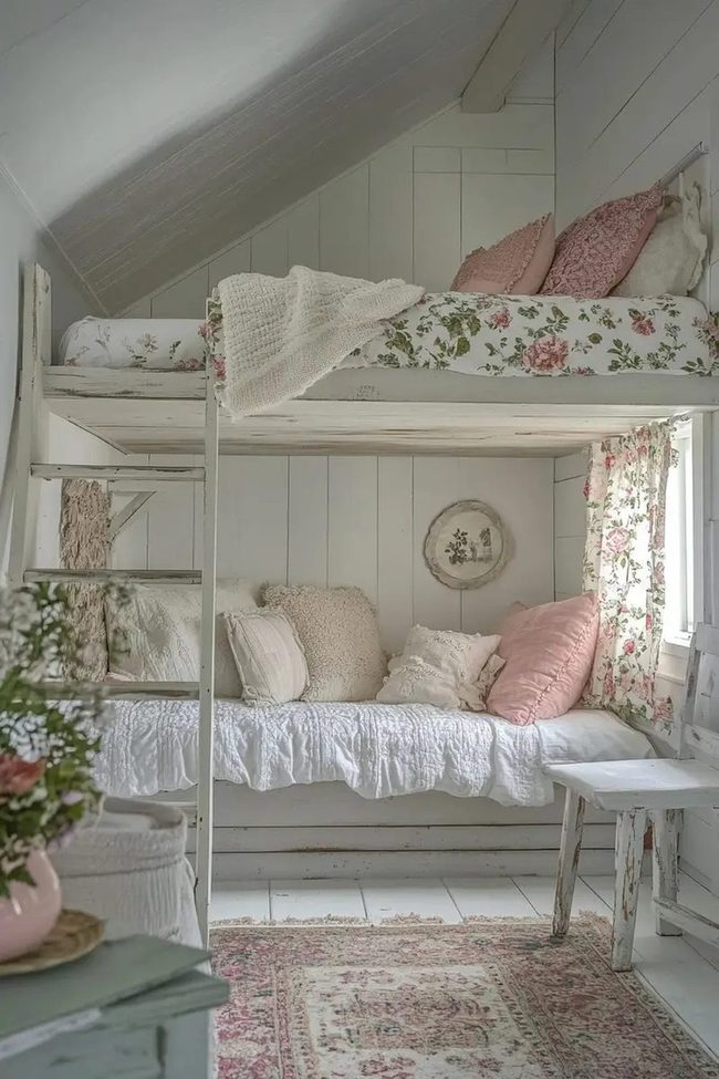 White Loft With Pink Florals