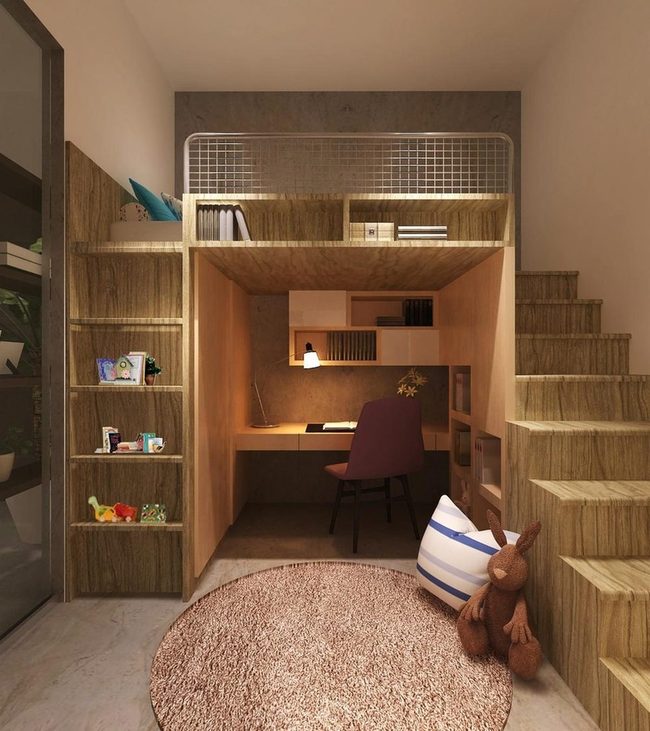 Light Brown Loft Study Nook