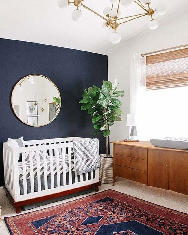 Deep Blue Nursery With Gold Mirror